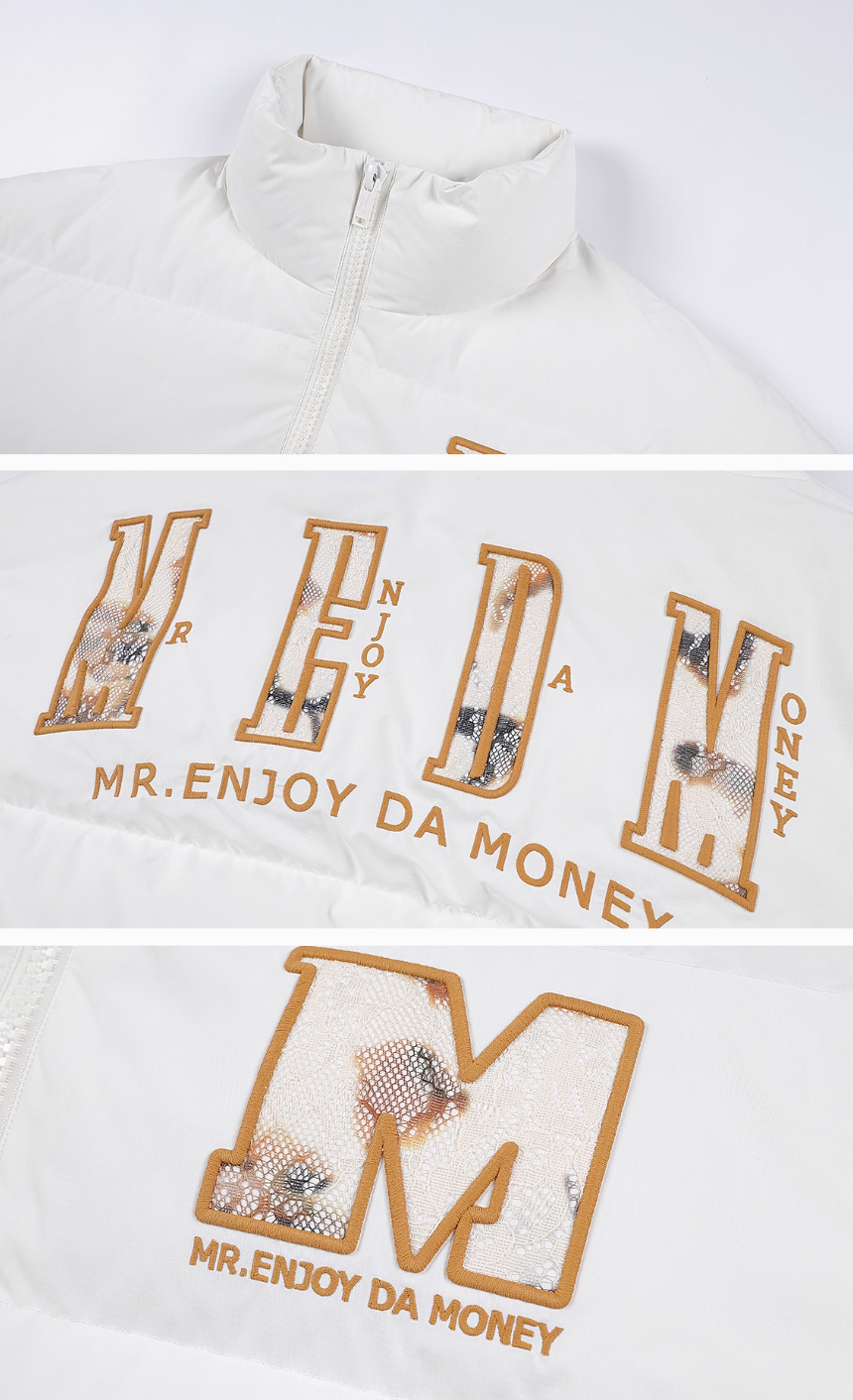 MEDM 3D Embroidered Lace Puffer Jacket | Face 3 Face