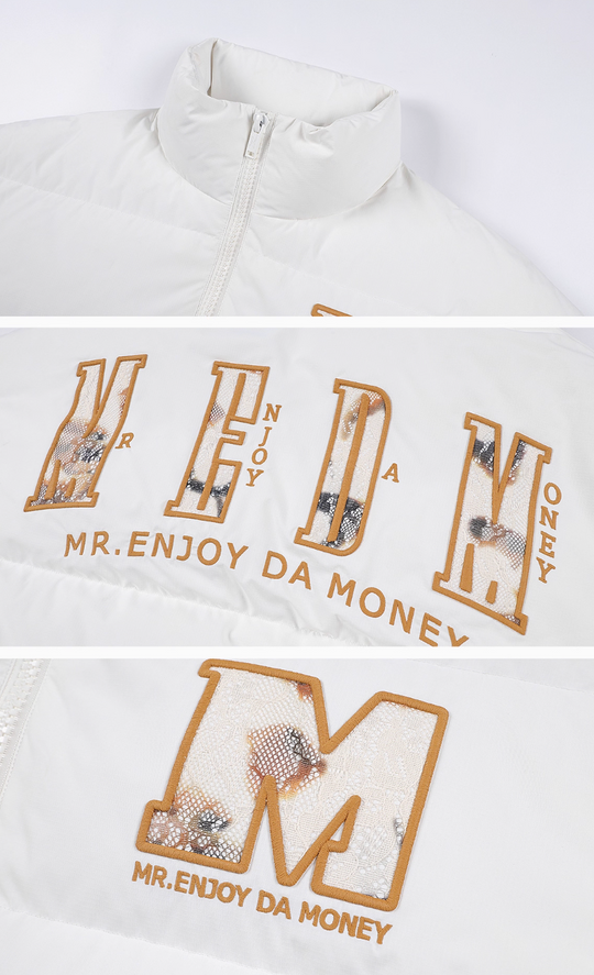 MEDM 3D Embroidered Lace Puffer Jacket | Face 3 Face