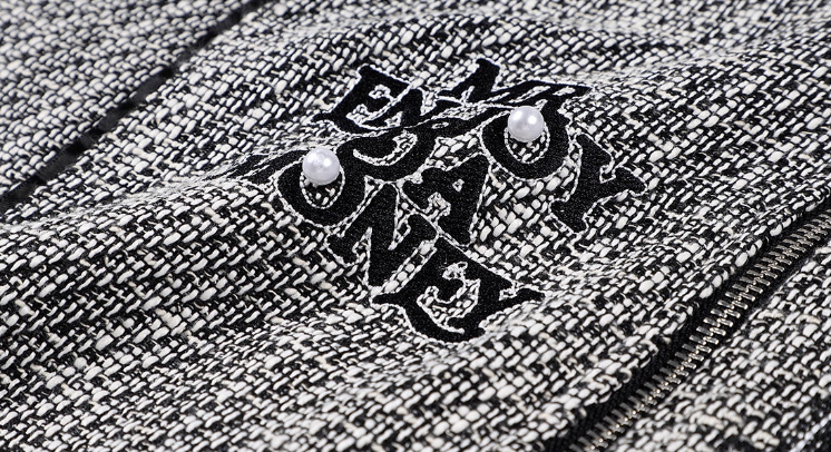 MEDM Pearl Tweed Short Varsity Jacket | Face 3 Face