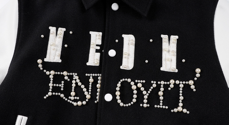 MEDM Pearl Logo Color Block Varsity Jacket | Face 3 Face