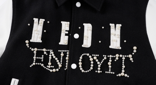 MEDM Pearl Logo Color Block Varsity Jacket | Face 3 Face