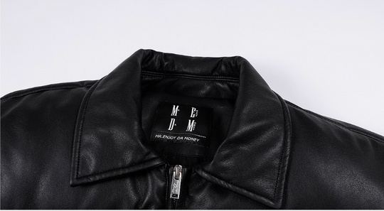 MEDM PU Leather 3D Embroidered Puffer Jacket | Face 3 Face