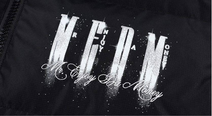 MEDM Rhinestone Studded Logo Down Jacket | Face 3 Face