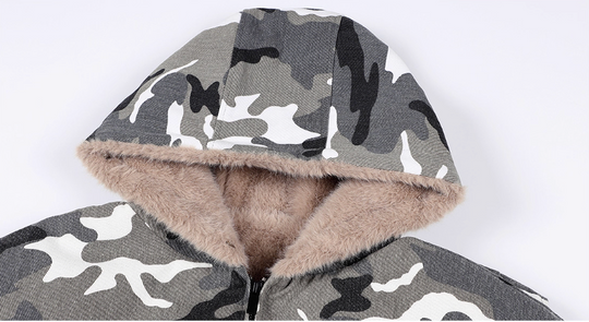 MEDM Detachable Fur Camouflage Hooded Jacket | Face 3 Face