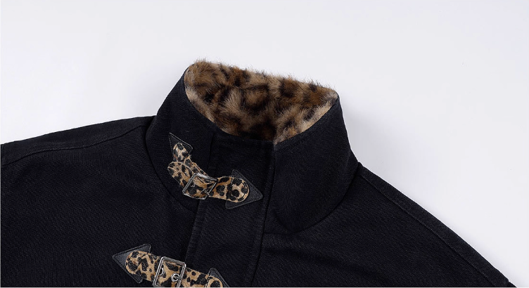 MEDM Leopard Collar Belted Work Jacket | Face 3 Face