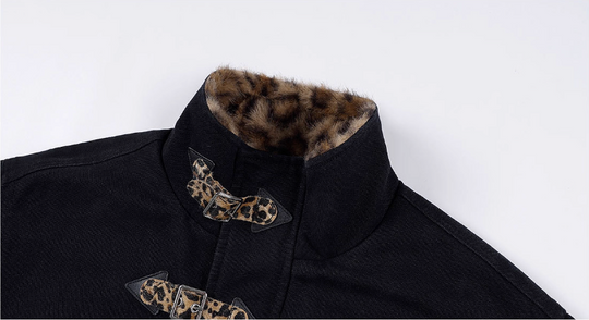 MEDM Leopard Collar Belted Work Jacket | Face 3 Face