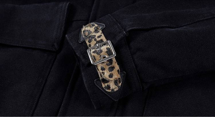 MEDM Leopard Collar Belted Work Jacket | Face 3 Face
