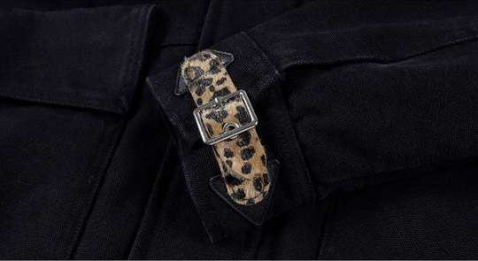MEDM Leopard Collar Belted Work Jacket | Face 3 Face