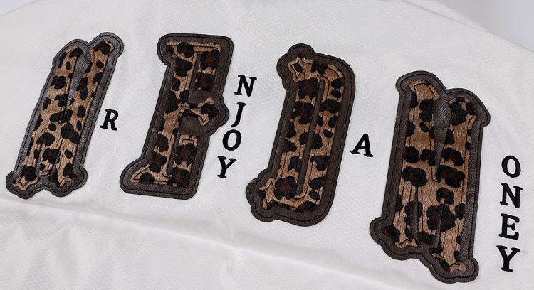 MEDM Leopard Collar Logo Patch Down Jacket | Face 3 Face