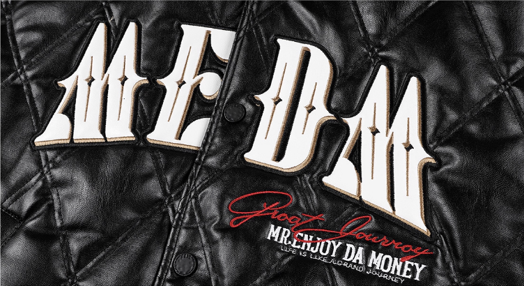 MEDM Diamond Quilted PU Leather Varsity Jacket | Face 3 Face