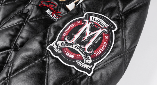 MEDM Diamond Quilted PU Leather Varsity Jacket | Face 3 Face