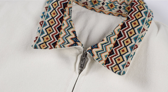 MEDM Ethnic Collar Patch Pocket Quilted Lined Work Jacket | Face 3 Face