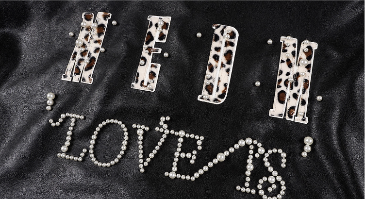 MEDM Leopard Patch Pearl PU Leather Varsity Jacket | Face 3 Face