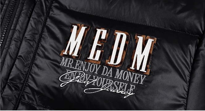 MEDM Leopard Leather Patch Puffer Jacket | Face 3 Face