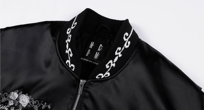MEDM Rose Embroidered Gemstone MA-1 Bomber Jacket | Face 3 Face