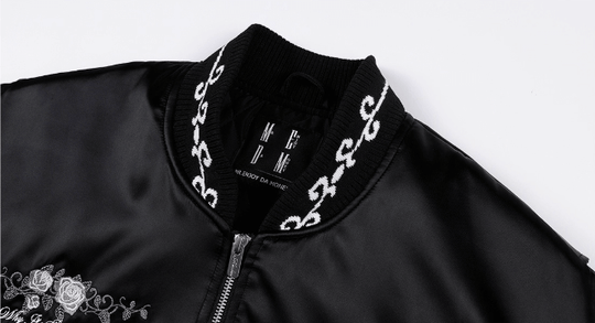 MEDM Rose Embroidered Gemstone MA-1 Bomber Jacket | Face 3 Face