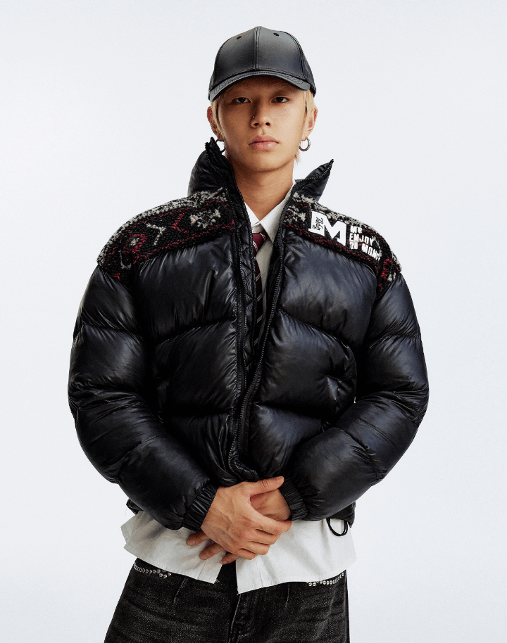 MEDM Ethnic Patchwork Puffer Jacket | Face 3 Face