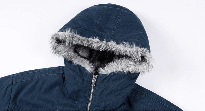 MEDM Fur Lined Washed Work Hooded Jacket | Face 3 Face