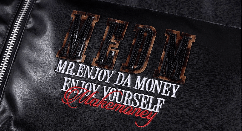 MEDM Leopard Patch PU Leather Puffer Jacket | Face 3 Face