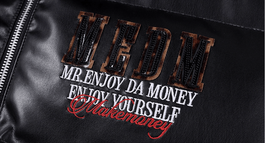 MEDM Leopard Patch PU Leather Puffer Jacket | Face 3 Face