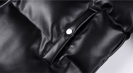 MEDM Leopard Patch PU Leather Puffer Jacket | Face 3 Face