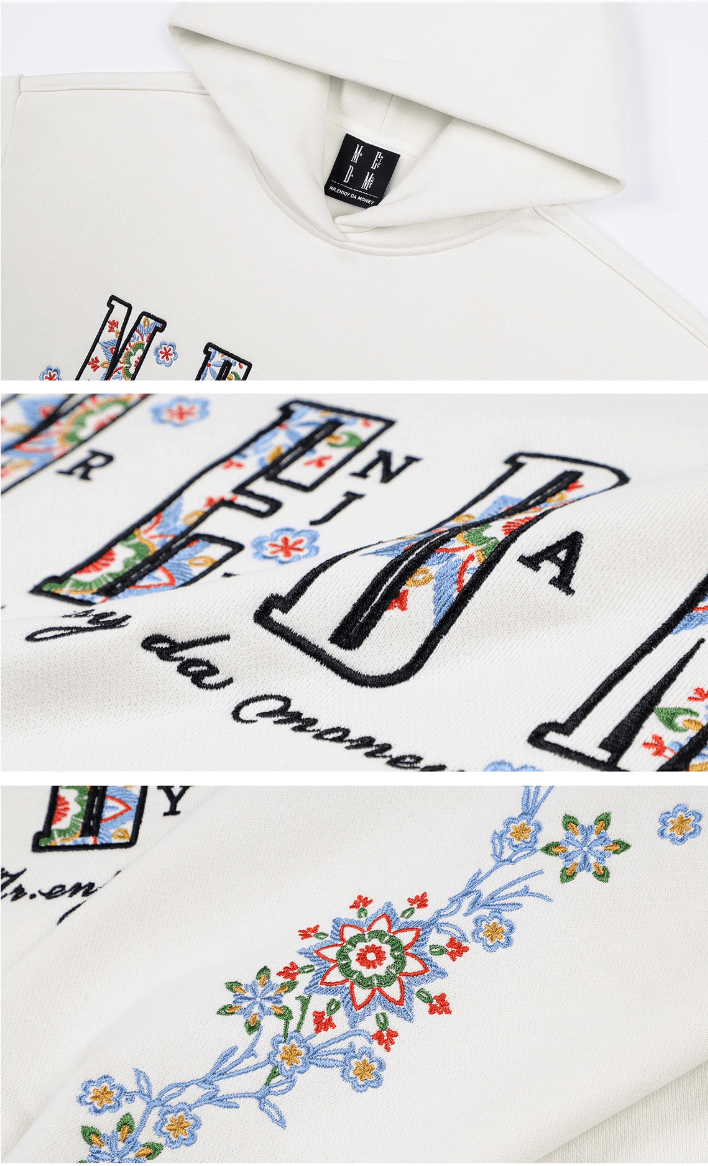 MEDM Ethnic Flower Embroidered Hoodie | Face 3 Face