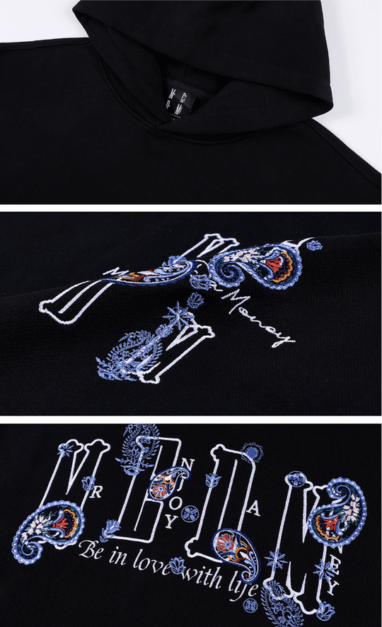 MEDM Ethnic Paisley Flower Embroidered Hoodie | Face 3 Face
