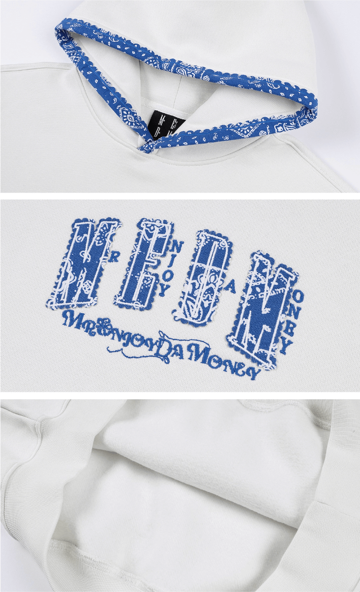 MEDM Ethnic Paisley Patch Embroidered Hoodie | Face 3 Face