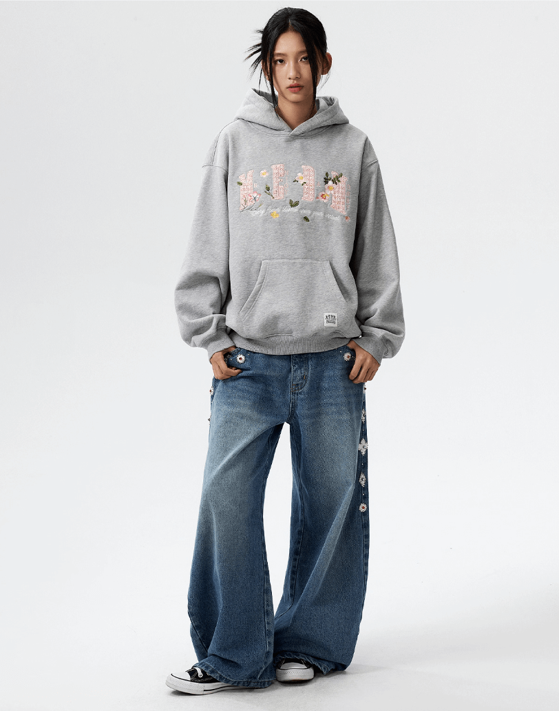 MEDM Mini Patchwork Floral Embroidered Hoodie | Face 3 Face