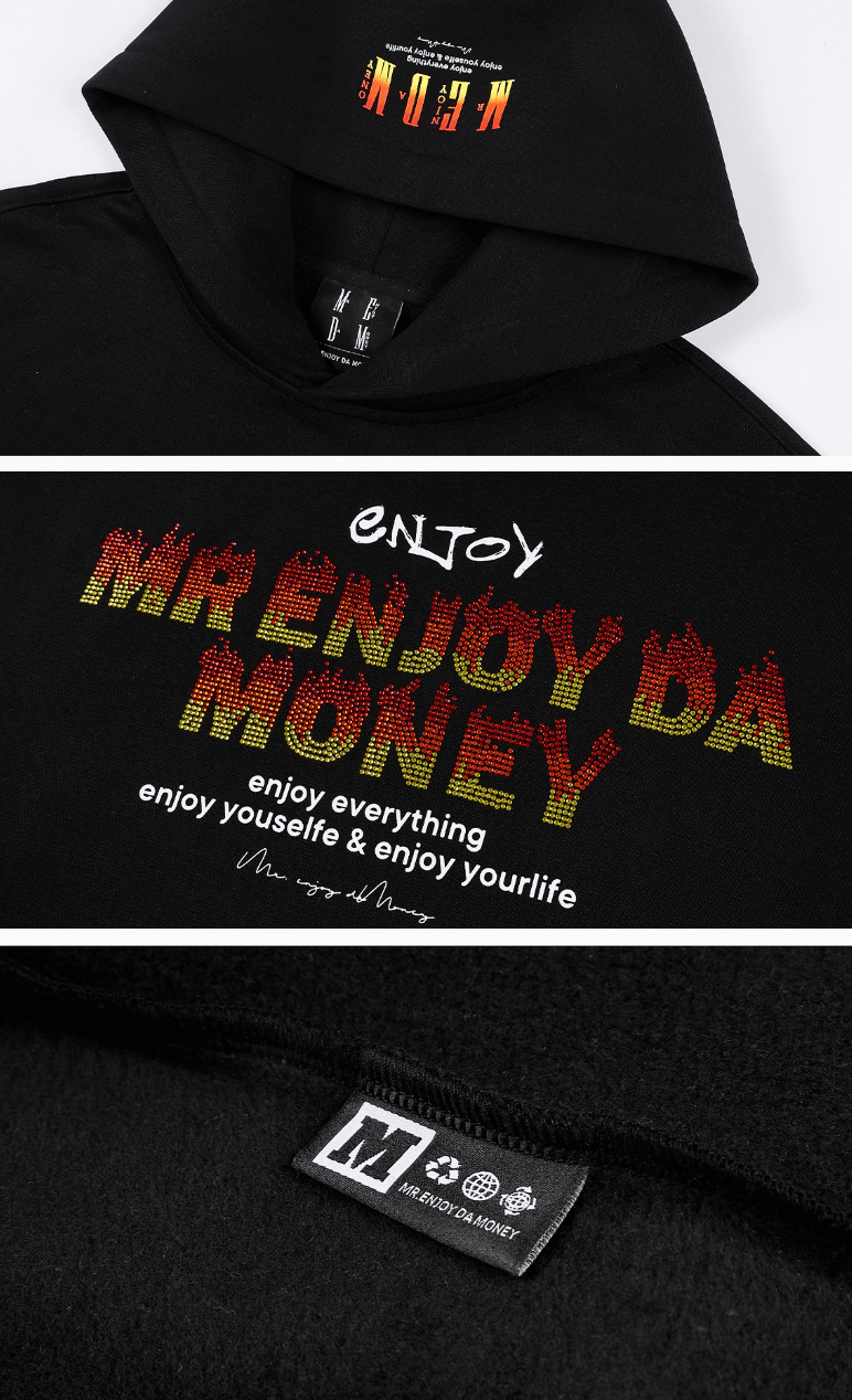 MEDM Flame Rhinestone Embellished Hoodie | Face 3 Face