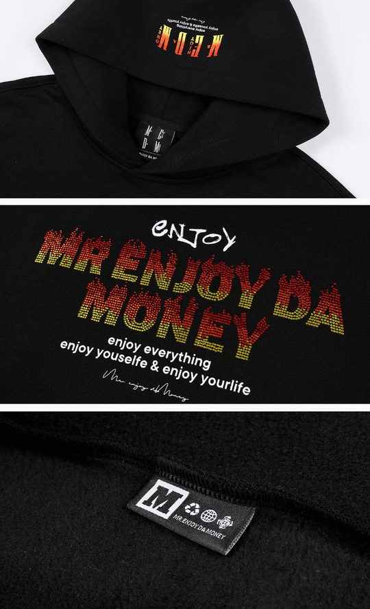 MEDM Flame Rhinestone Embellished Hoodie | Face 3 Face