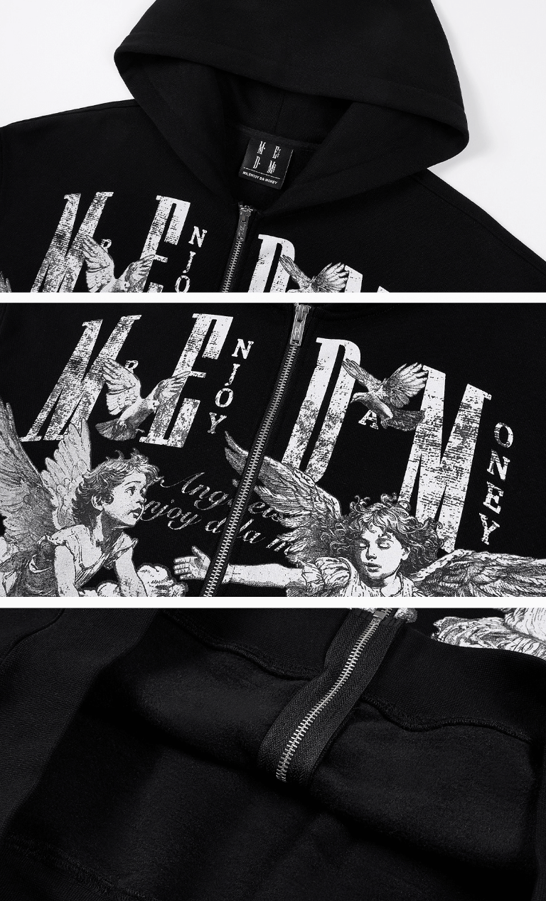 MEDM Angel Patch Zip Up Hoodie | Face 3 Face