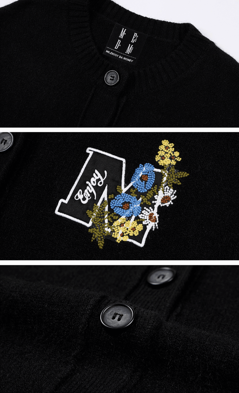 MEDM Floral Embroidered Knit Cardigan | Face 3 Face