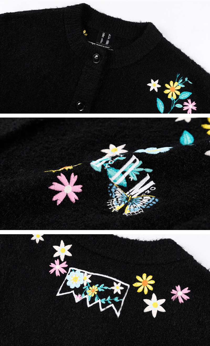MEDM Floral Vine Embroidered Knit Cardigan | Face 3 Face