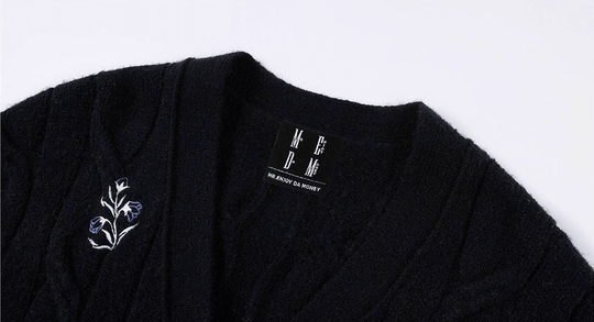 MEDM Floral Butterfly Embroidered Cable Knit Cardigan | Face 3 Face