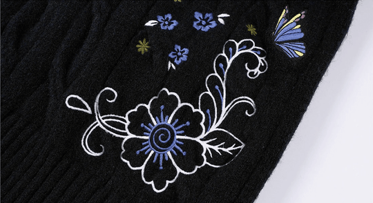 MEDM Floral Butterfly Embroidered Cable Knit Cardigan | Face 3 Face
