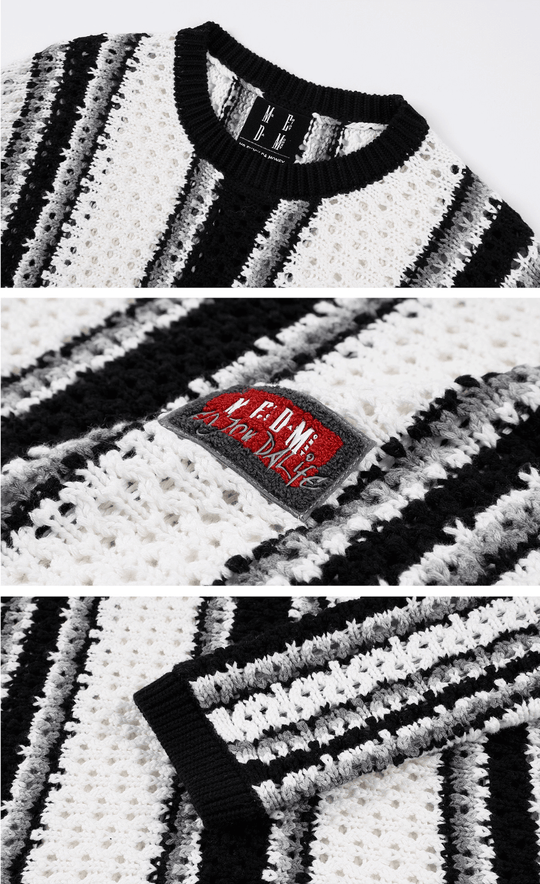 MEDM Multi Color Striped Open Knit Sweater | Face 3 Face