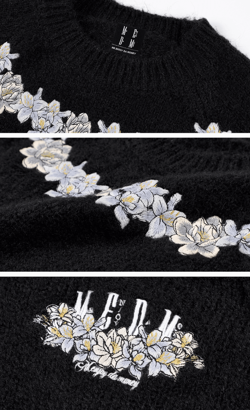 MEDM Floral Embroidered Mohair Knit Sweater | Face 3 Face