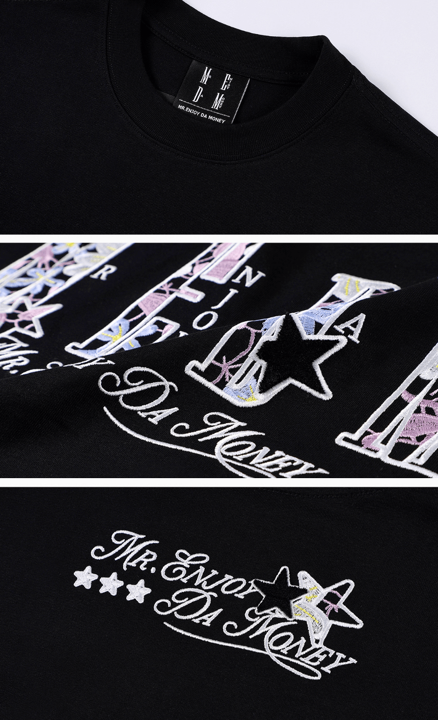 MEDM Flower Star Logo Embroidered Long Sleeve Tee | Face 3 Face