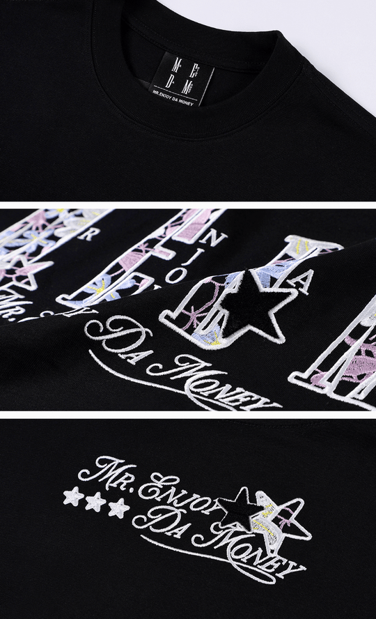 MEDM Flower Star Logo Embroidered Long Sleeve Tee | Face 3 Face