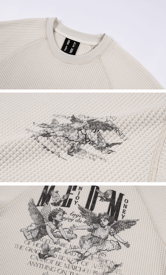 MEDM Angel Print Waffle Long Sleeve Tee | Face 3 Face