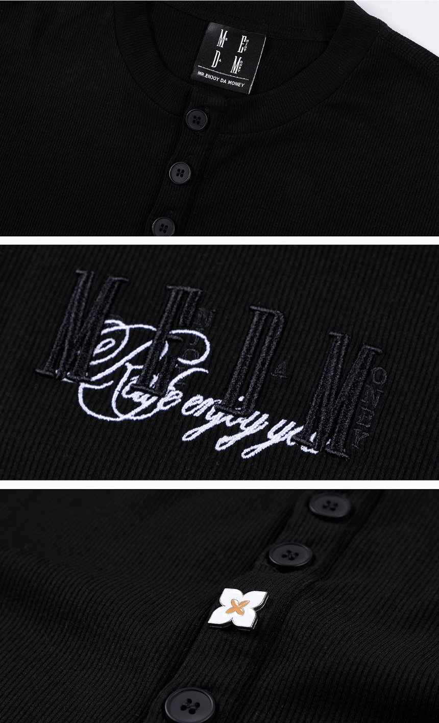 MEDM Flower Button Henley Long Sleeve Tee | Face 3 Face