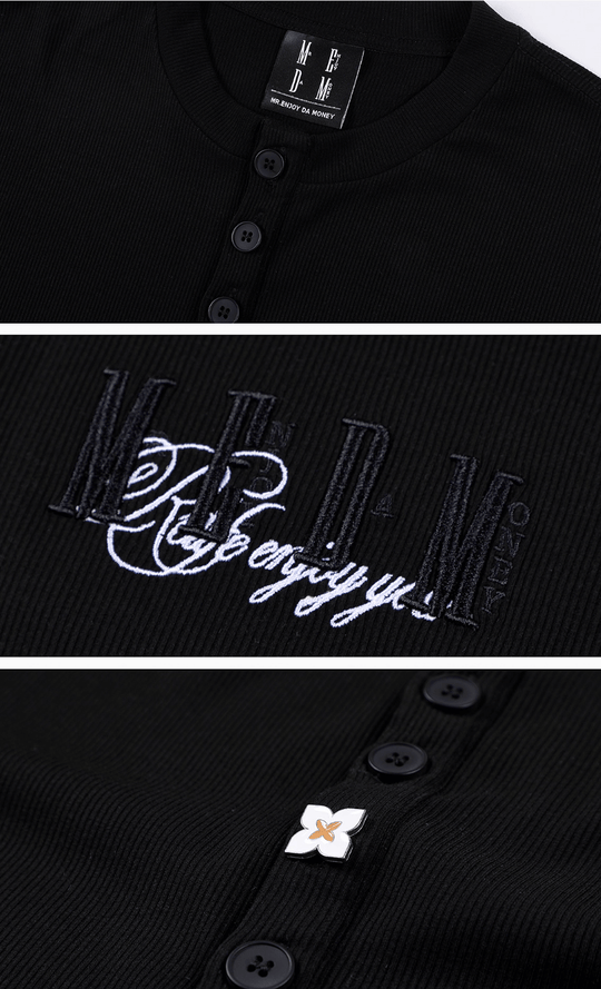 MEDM Flower Button Henley Long Sleeve Tee | Face 3 Face