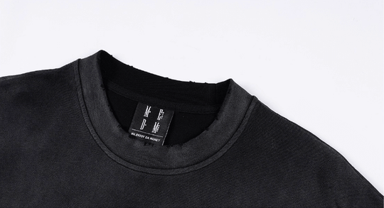 MEDM Frayed Logo Patch Washed Distressed Long Sleeve Tee | Face 3 Face