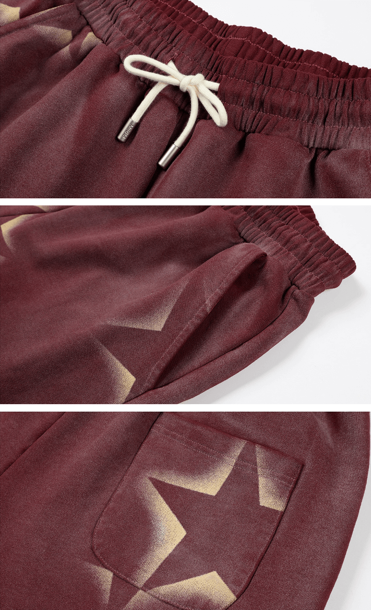 MEDM All Over Star Print Washed Sweatpants | Face 3 Face