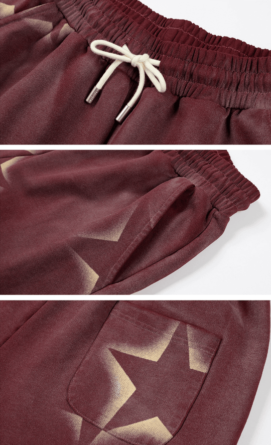 MEDM All Over Star Print Washed Sweatpants | Face 3 Face