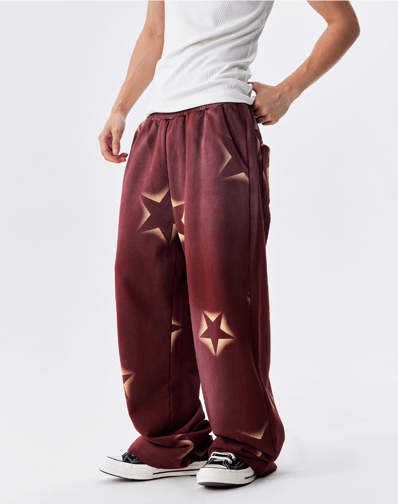 MEDM All Over Star Print Washed Sweatpants | Face 3 Face