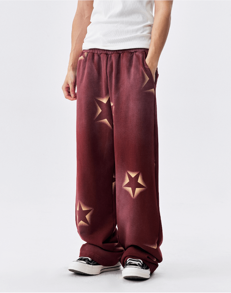 MEDM All Over Star Print Washed Sweatpants | Face 3 Face