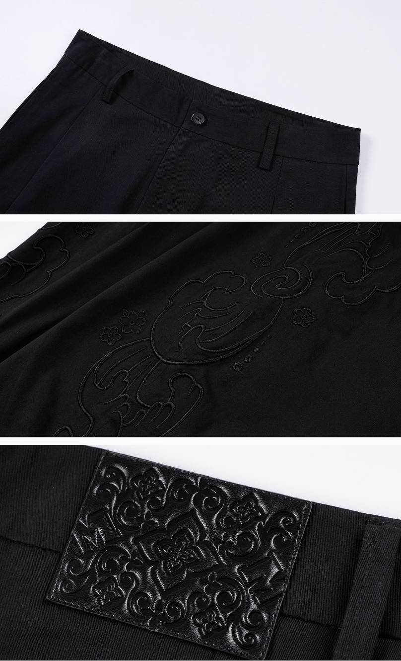 MEDM Side Seam 3D Embroidered Work Baggy Pants | Face 3 Face