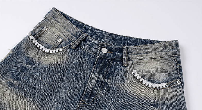 MEDM Stitch Embroidered Washed Jeans | Face 3 Face